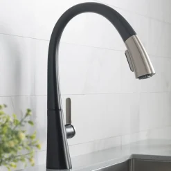 New Nolen Dual Function Pull-Down Kitchen Faucet in Spot Free Stainless Steel/Matte Black Single Hole