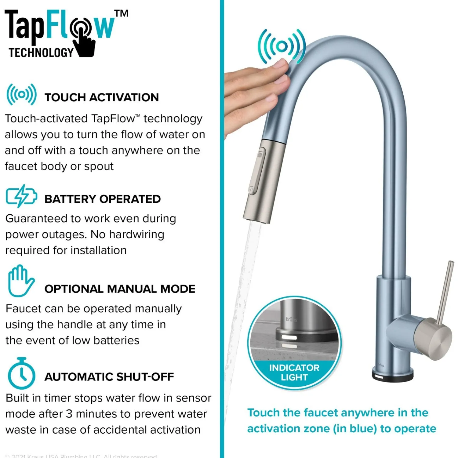 New Oletto Contemporary Single-Handle Touch Activated with Pull Down Sprayer in Spot Free Stainless Steel Touchless, Sensor And Tap Activated Kitchen Faucets