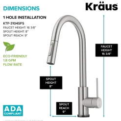 New Oletto Contemporary Single-Handle Touch Activated with Pull Down Sprayer in Spot Free Stainless Steel Touchless, Sensor And Tap Activated Kitchen Faucets