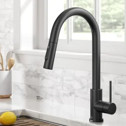 Sale  Oletto Contemporary Single-Handle Touch Activated with Pull Down Sprayer in Matte Black Touchless, Sensor And Tap Activated Kitchen Faucets