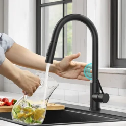 Sale  Oletto Contemporary Single-Handle Touch Activated with Pull Down Sprayer in Matte Black Touchless, Sensor And Tap Activated Kitchen Faucets