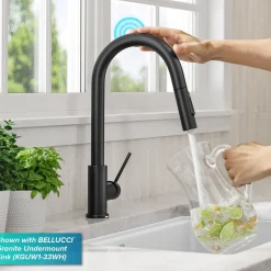 Sale  Oletto Contemporary Single-Handle Touch Activated with Pull Down Sprayer in Matte Black Touchless, Sensor And Tap Activated Kitchen Faucets