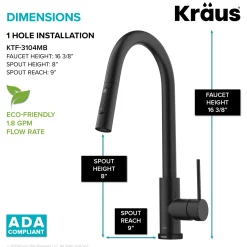 Sale  Oletto Contemporary Single-Handle Touch Activated with Pull Down Sprayer in Matte Black Touchless, Sensor And Tap Activated Kitchen Faucets