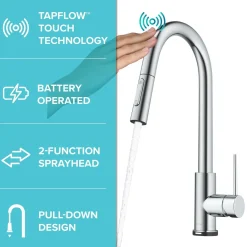 Discount  Oletto Contemporary Single-Handle Touch Activated with Pull Down Sprayer in Chrome Touchless, Sensor And Tap Activated Kitchen Faucets