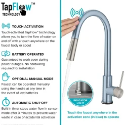 Discount  Oletto Contemporary Single-Handle Touch Activated with Pull Down Sprayer in Chrome Touchless, Sensor And Tap Activated Kitchen Faucets