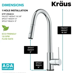 Discount  Oletto Contemporary Single-Handle Touch Activated with Pull Down Sprayer in Chrome Touchless, Sensor And Tap Activated Kitchen Faucets