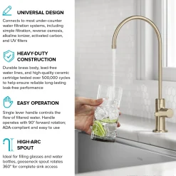Best Oletto Drinking Water Filter Faucet in Spot-Free Antique Champagne Bronze Single Hole|Water Filter Faucets