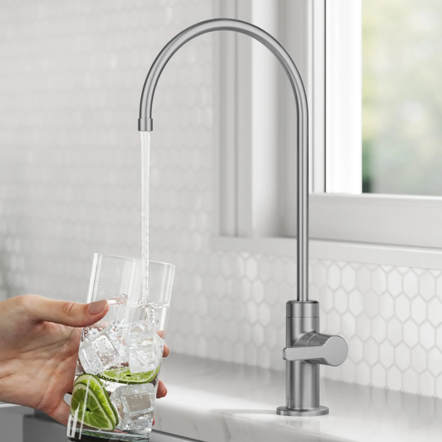 Clearance Oletto Drinking Water Filter Faucet in Spot-Free Stainless Steel Single Hole|Water Filter Faucets