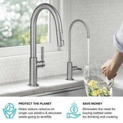 Clearance Oletto Drinking Water Filter Faucet in Spot-Free Stainless Steel Single Hole|Water Filter Faucets
