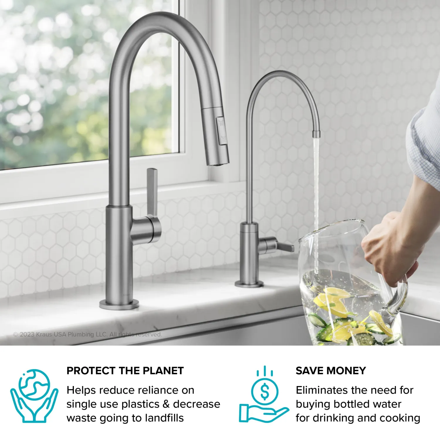 Clearance Oletto Drinking Water Filter Faucet in Spot-Free Stainless Steel Single Hole|Water Filter Faucets