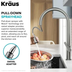Discount Oletto High-Arc Chrome Single Handle Pull-Down Kitchen Faucet Single Hole