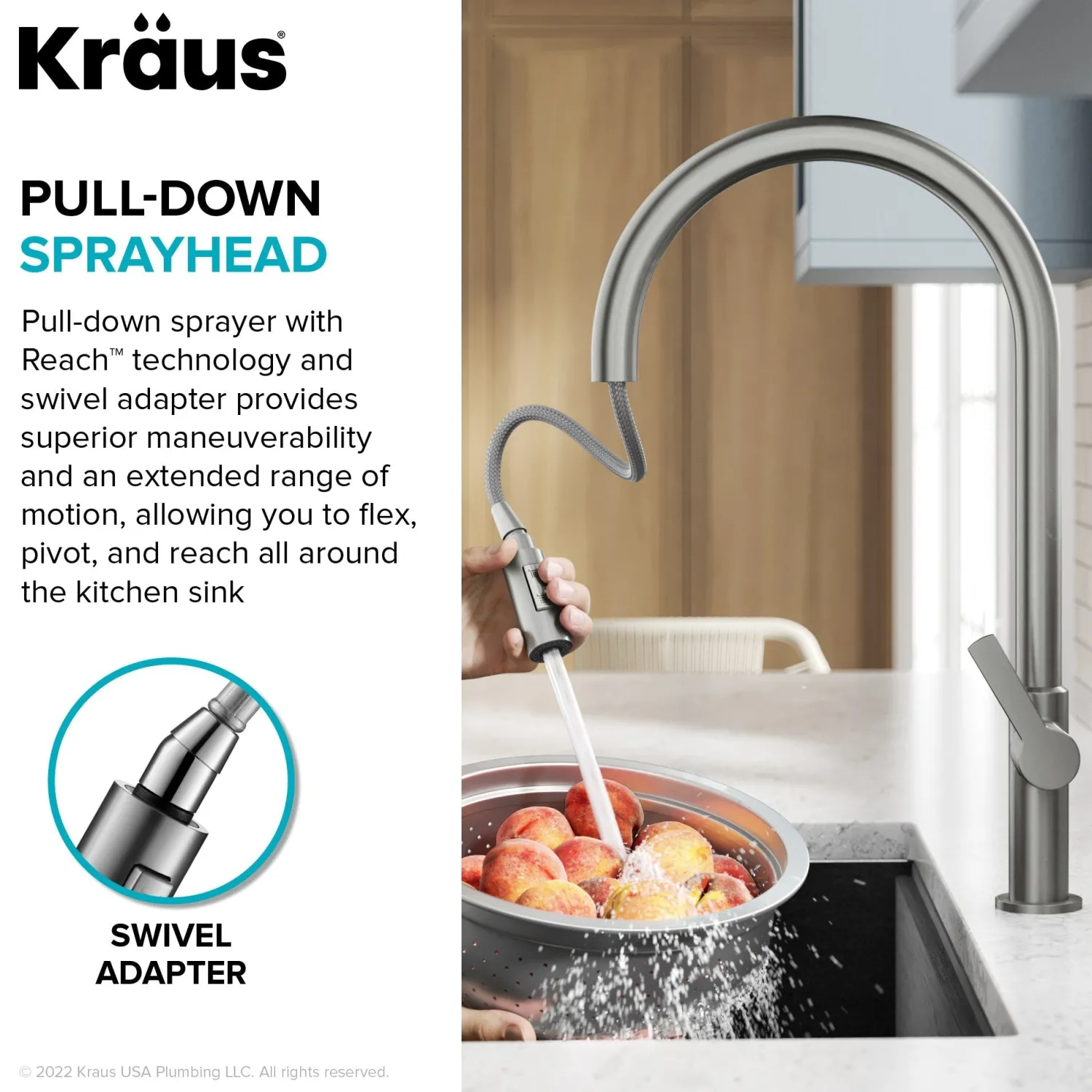 Discount Oletto High-Arc Chrome Single Handle Pull-Down Kitchen Faucet Single Hole