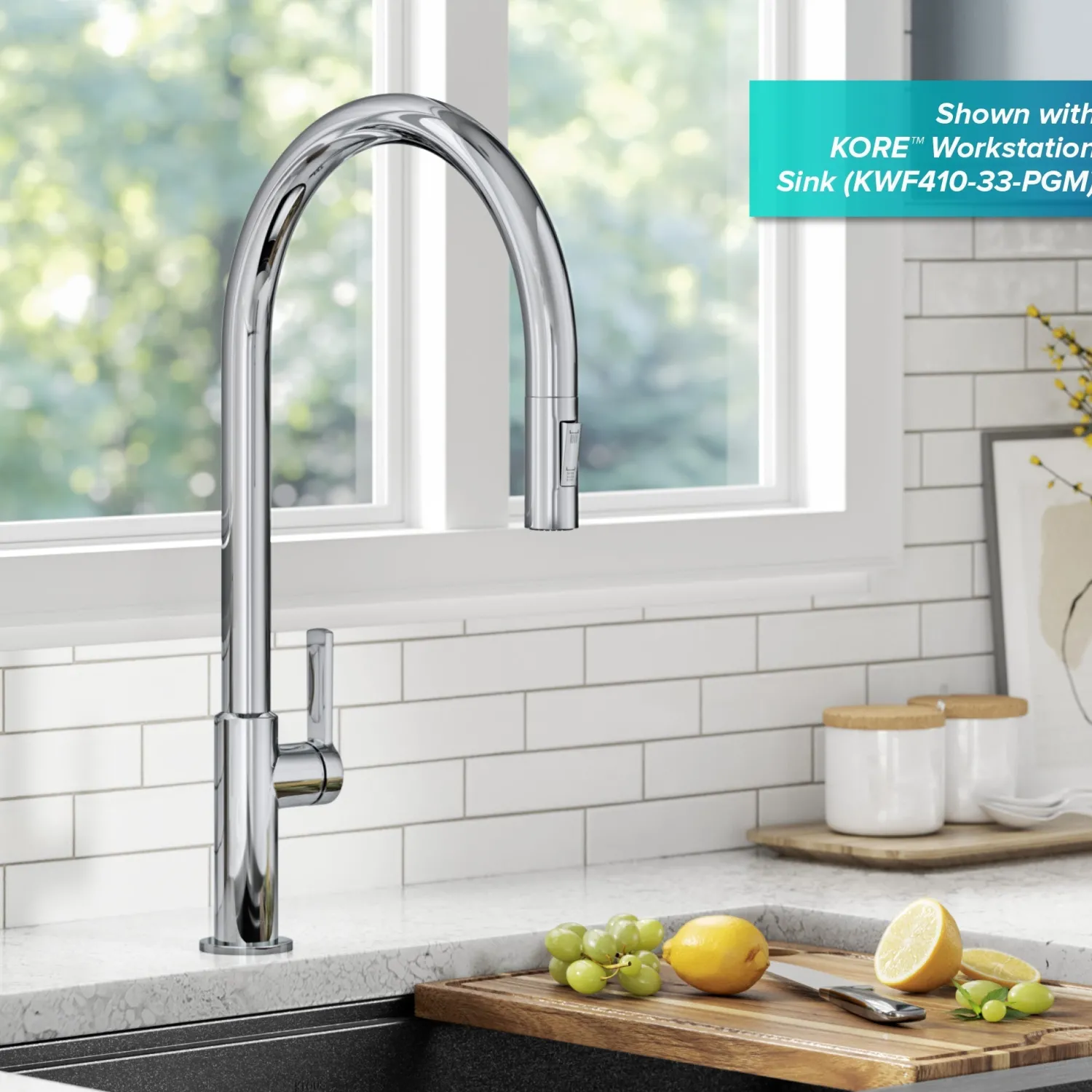 Discount Oletto High-Arc Chrome Single Handle Pull-Down Kitchen Faucet Single Hole
