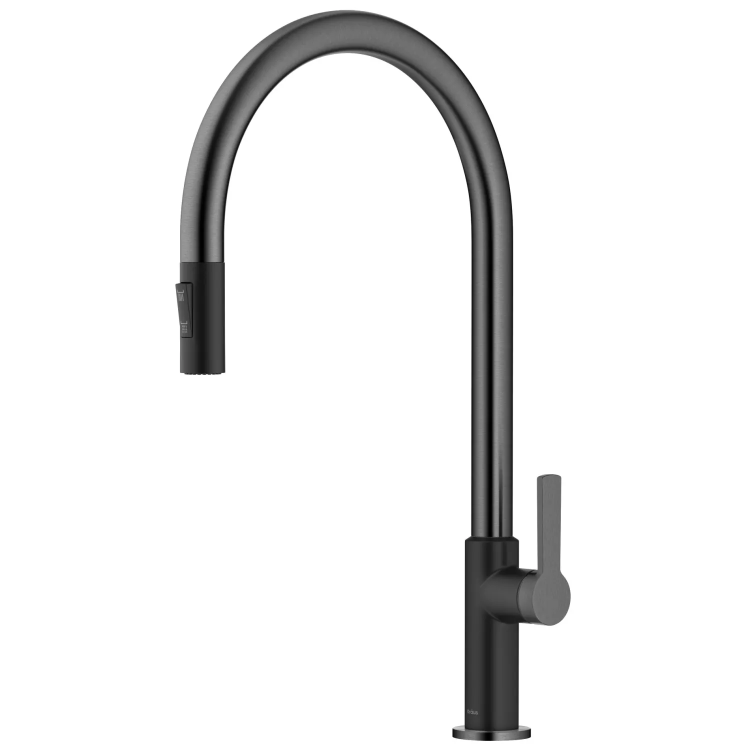 Sale Oletto High-Arc Matte Black & Black Stainless Steel Pull-Down Kitchen Faucet Single Hole