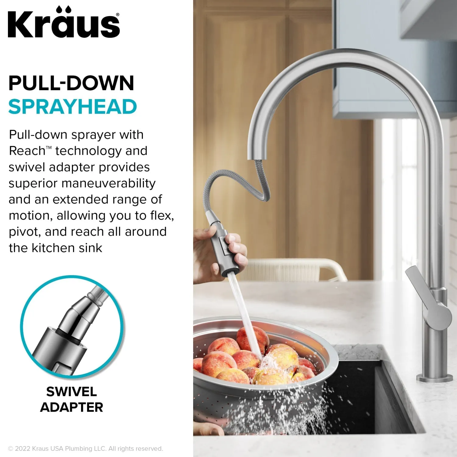 Sale Oletto High-Arc Matte Black & Black Stainless Steel Pull-Down Kitchen Faucet Single Hole