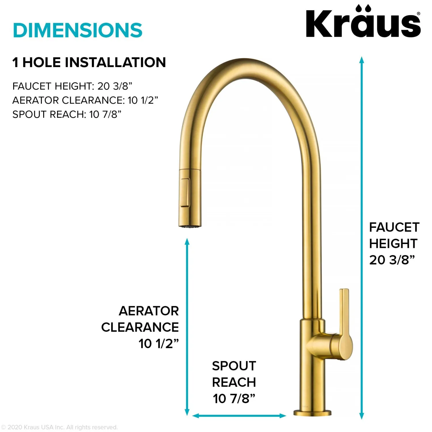 Online Oletto High-Arc Single Handle Pull-Down Kitchen Faucet in Brushed Brass Single Hole