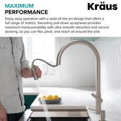 Online Oletto High-Arc Single Handle Pull-Down Kitchen Faucet in Brushed Brass Single Hole