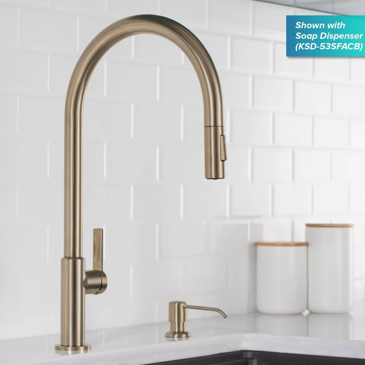 Online Oletto High-Arc Single Handle Pull-Down Kitchen Faucet in Spot Free Antique Champagne Bronze Single Hole