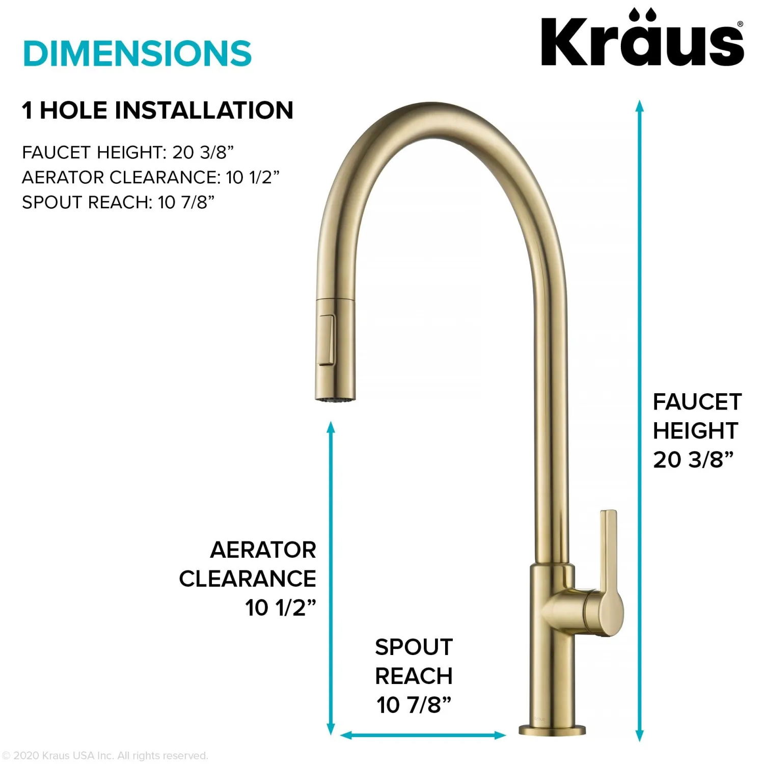 Online Oletto High-Arc Single Handle Pull-Down Kitchen Faucet in Spot Free Antique Champagne Bronze Single Hole