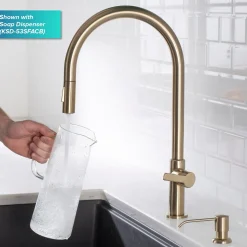 Online Oletto High-Arc Single Handle Pull-Down Kitchen Faucet in Spot Free Antique Champagne Bronze Single Hole