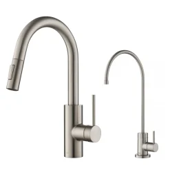 Discount Oletto Pull-Down Kitchen Faucet & Purita Water Filter Faucet in Spot Free Stainless Steel Single Hole|Water Filter Faucets