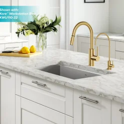 Best Oletto Pull-Down Kitchen Faucet & Purita Water Filter Faucet in Brushed Brass Single Hole|Water Filter Faucets