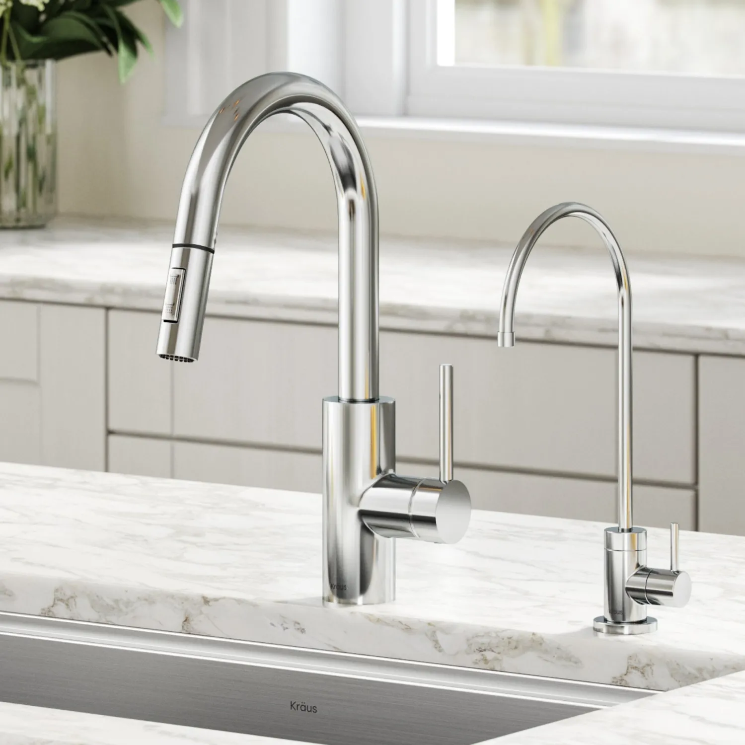 Sale Oletto Pull-Down Kitchen Faucet & Purita Water Filter Faucet in Chrome Single Hole|Water Filter Faucets