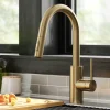 Discount Oletto Pull-Down Single Handle Kitchen Faucet in Spot Free Antique Champagne Bronze Single Hole|Bar Faucets