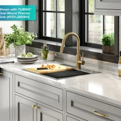 Discount Oletto Pull-Down Single Handle Kitchen Faucet in Spot Free Antique Champagne Bronze Single Hole|Bar Faucets