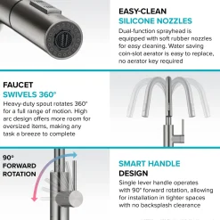 Discount Oletto Pull-Down Single Handle Kitchen Faucet in Spot Free Antique Champagne Bronze Single Hole|Bar Faucets