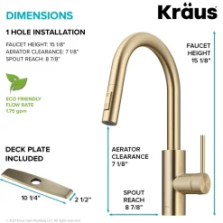 Discount Oletto Pull-Down Single Handle Kitchen Faucet in Spot Free Antique Champagne Bronze Single Hole|Bar Faucets