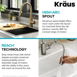 Discount Oletto Pull-Down Single Handle Kitchen Faucet in Spot Free Antique Champagne Bronze Single Hole|Bar Faucets