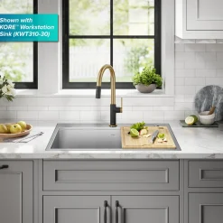 Oletto Single Handle Brushed Brass & Matte Black Pull-Down Kitchen Faucet Single Hole