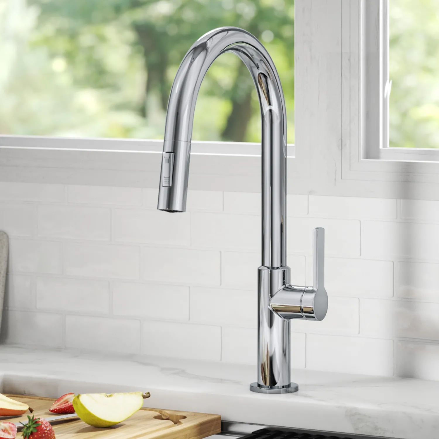 Outlet Oletto Single Handle Chrome Pull-Down Kitchen Faucet Single Hole