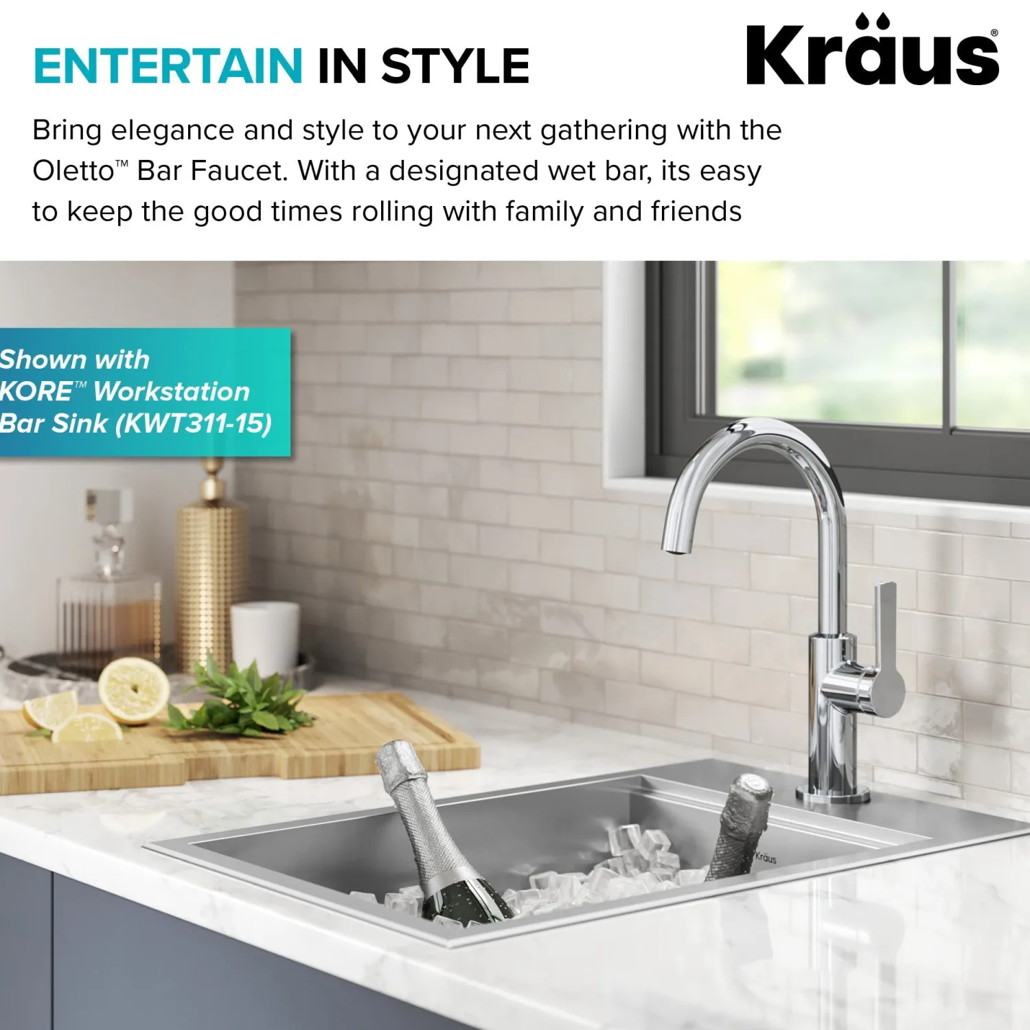 Clearance Oletto Single Handle Chrome Kitchen Bar Faucet Single Hole|Bar Faucets