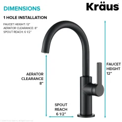 Oletto Single Handle Kitchen Bar Faucet in Matte Black Single Hole|Bar Faucets