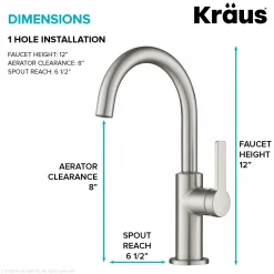 Sale Oletto Single Handle Kitchen Bar Faucet in Spot Free Stainless Steel Single Hole|Bar Faucets