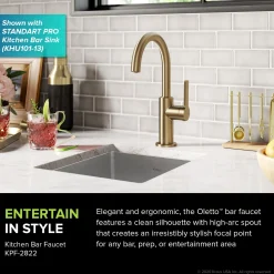 Discount Oletto Single Handle Kitchen Bar Faucet in Brushed Brass Single Hole|Bar Faucets