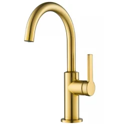 Discount Oletto Single Handle Kitchen Bar Faucet in Brushed Brass Single Hole|Bar Faucets