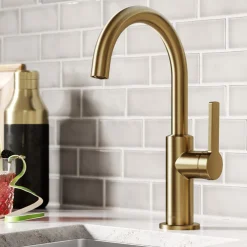Discount Oletto Single Handle Kitchen Bar Faucet in Brushed Brass Single Hole|Bar Faucets