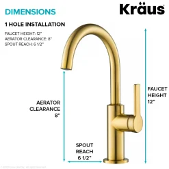 Discount Oletto Single Handle Kitchen Bar Faucet in Brushed Brass Single Hole|Bar Faucets