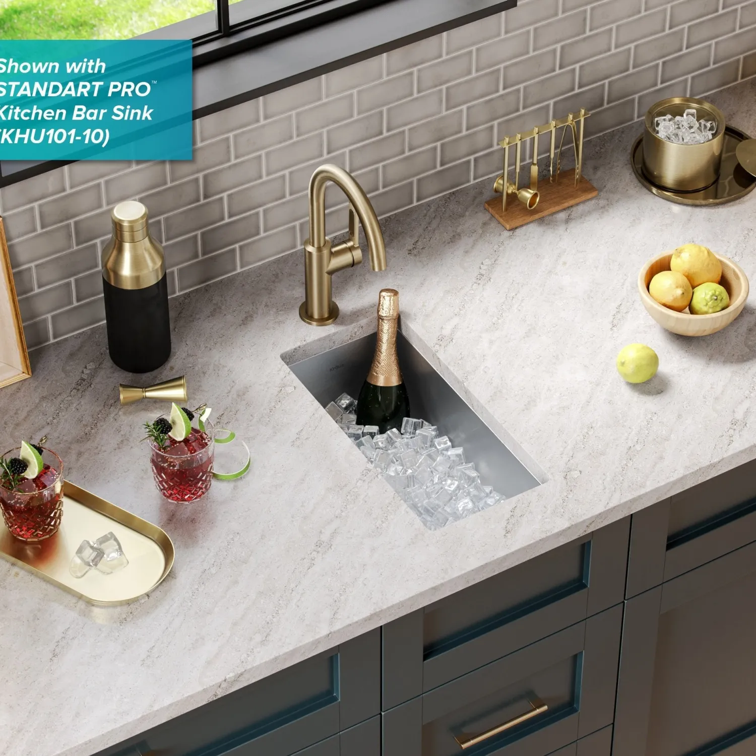 Hot Oletto Single Handle Kitchen Bar Faucet in Spot Free Antique Champagne Bronze Single Hole|Bar Faucets