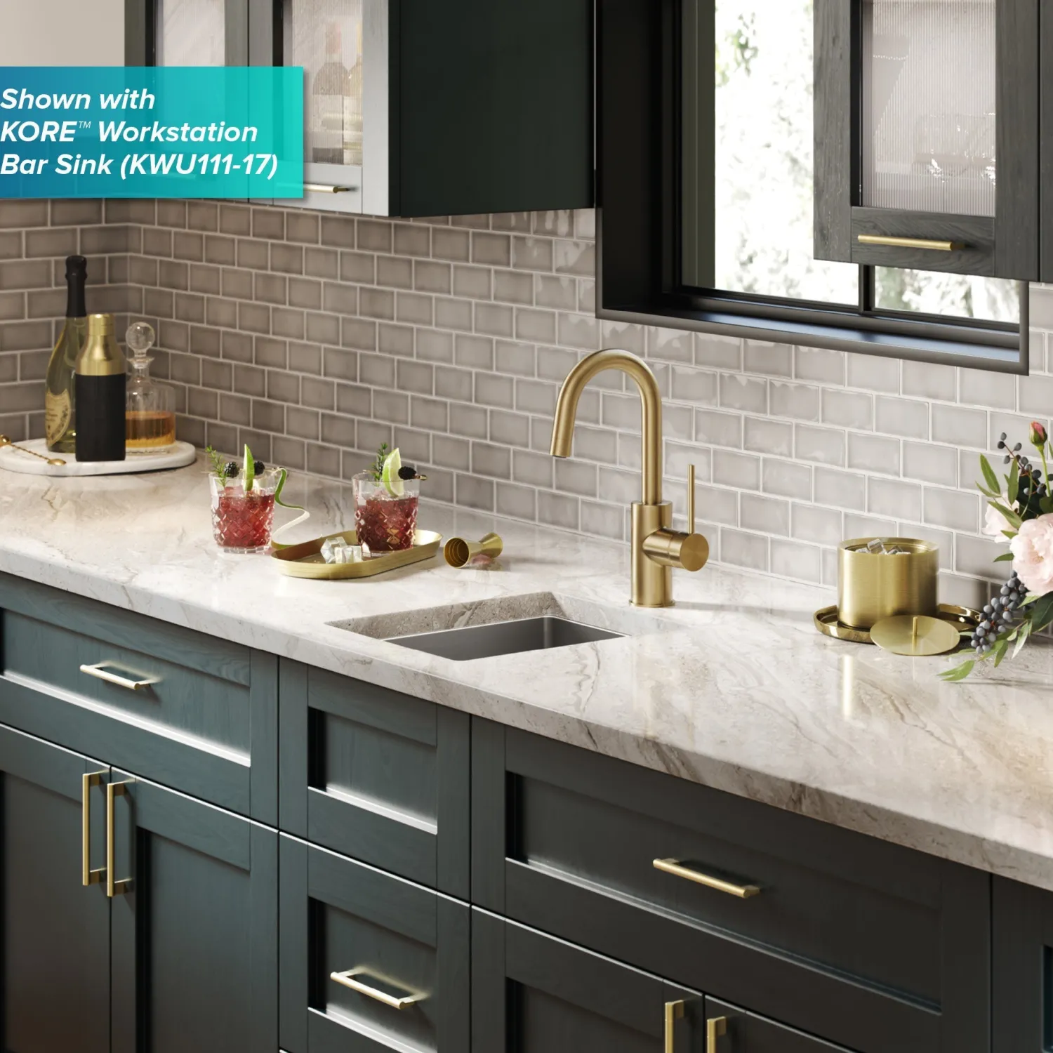 New Oletto Single Handle Kitchen Bar Faucet in Spot Free Antique Champagne Bronze Single Hole|Bar Faucets