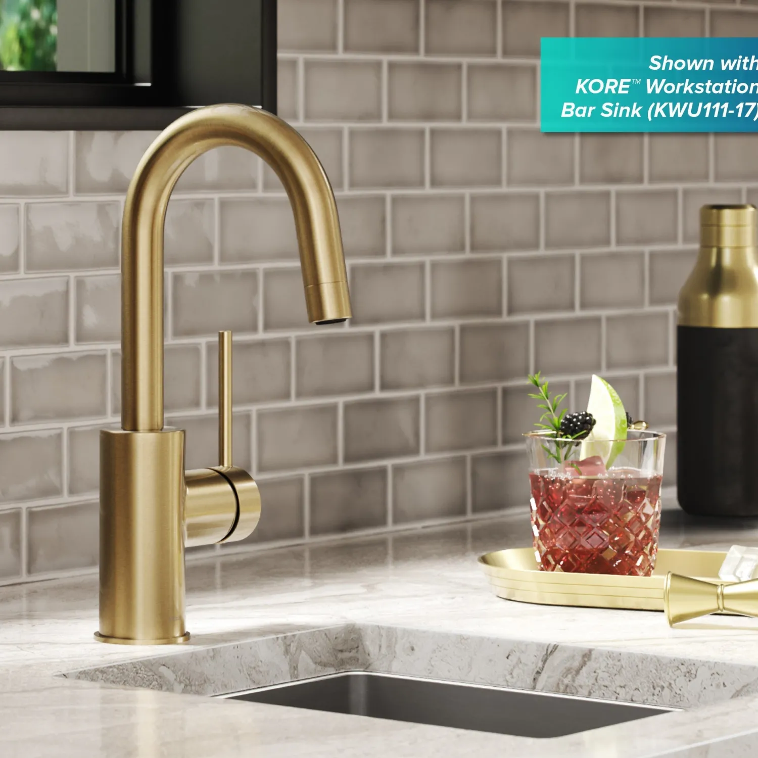 New Oletto Single Handle Kitchen Bar Faucet in Spot Free Antique Champagne Bronze Single Hole|Bar Faucets