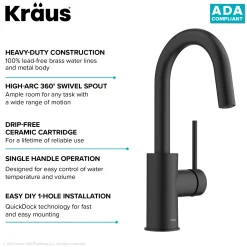 Hot Oletto Single Handle Kitchen Bar Faucet in Matte Black Single Hole|Bar Faucets
