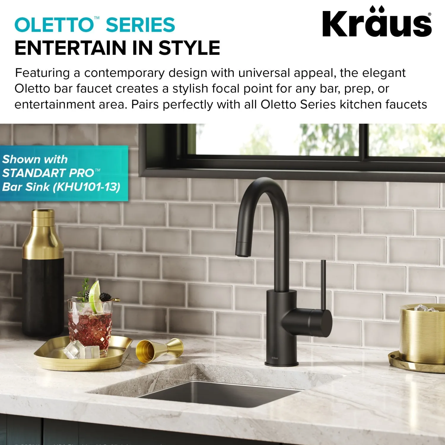 Hot Oletto Single Handle Kitchen Bar Faucet in Matte Black Single Hole|Bar Faucets