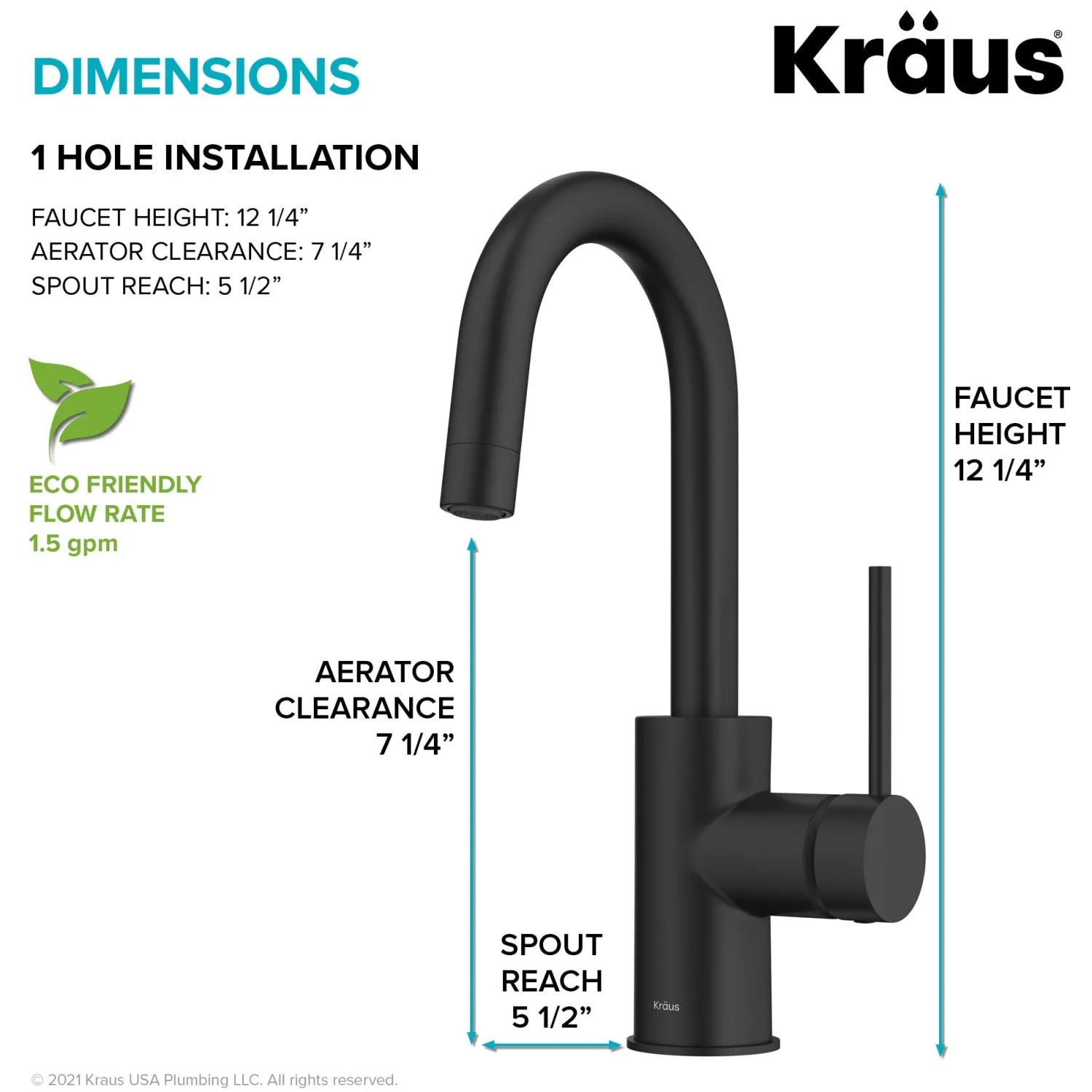 Hot Oletto Single Handle Kitchen Bar Faucet in Matte Black Single Hole|Bar Faucets