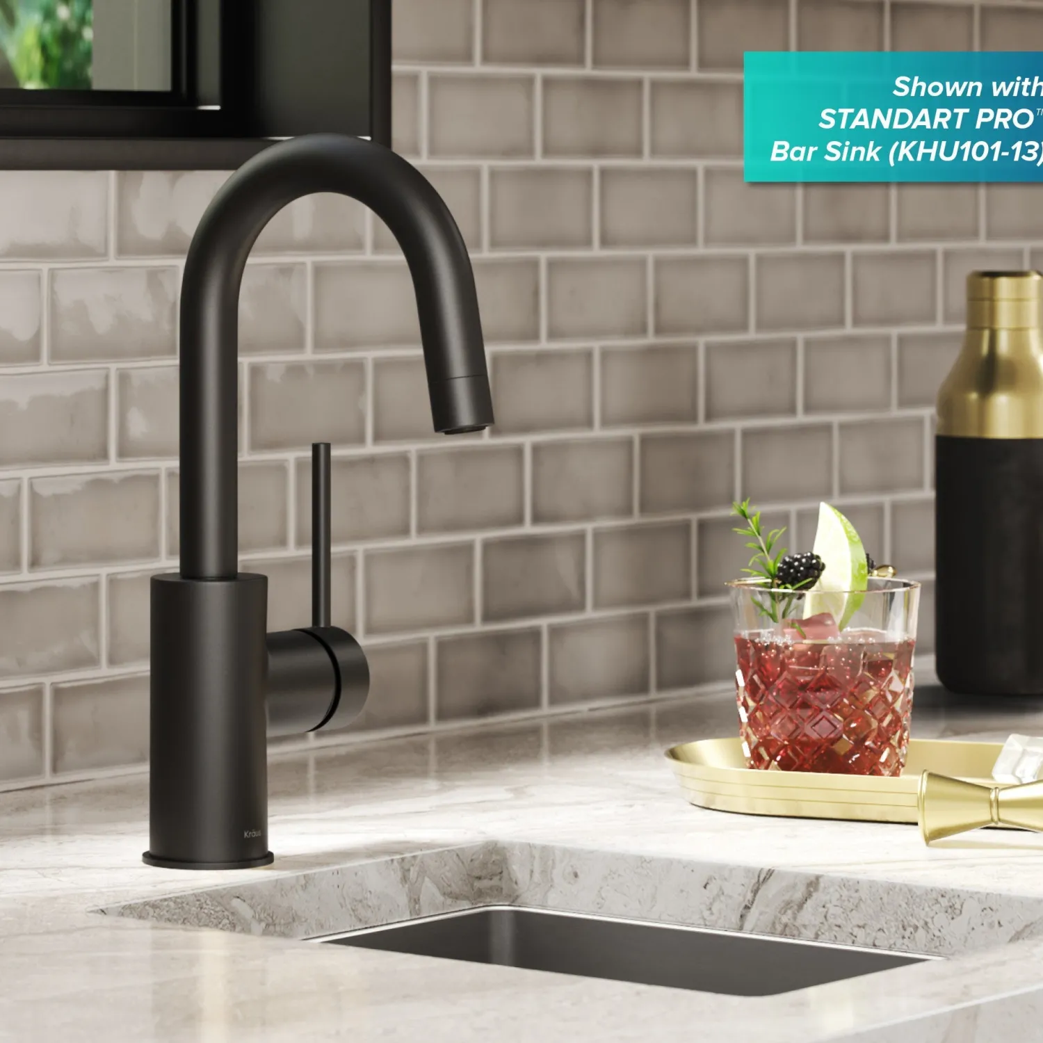 Hot Oletto Single Handle Kitchen Bar Faucet in Matte Black Single Hole|Bar Faucets