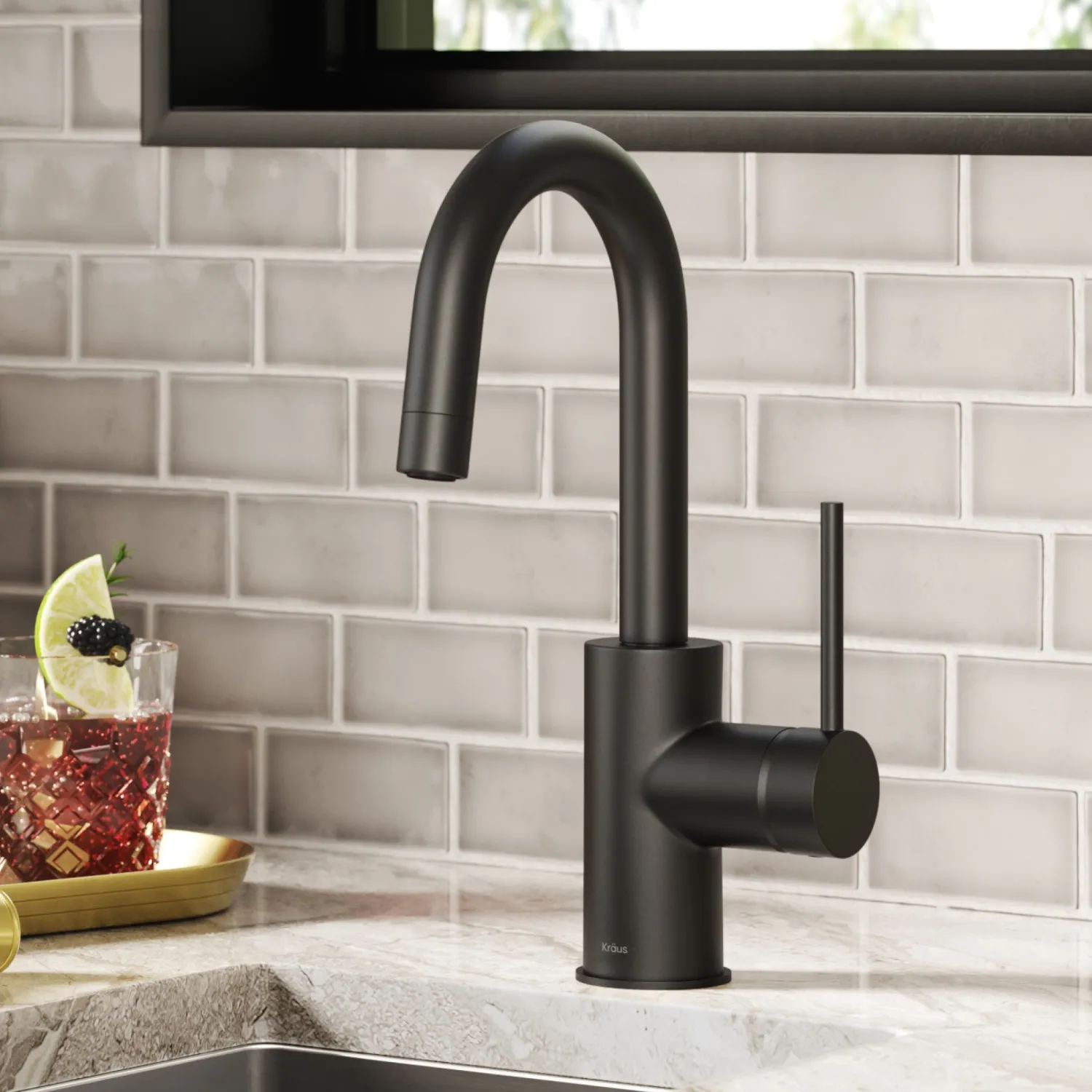 Hot Oletto Single Handle Kitchen Bar Faucet in Matte Black Single Hole|Bar Faucets