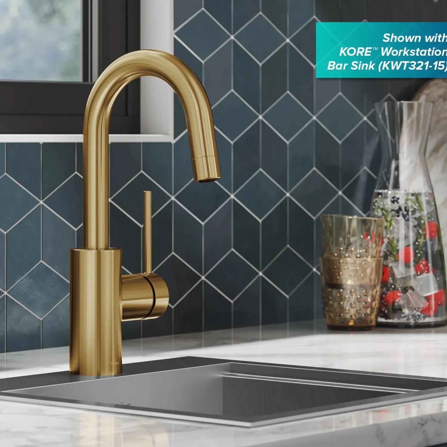 Clearance Oletto Single Handle Kitchen Bar Faucet in Brushed Brass Single Hole|Bar Faucets